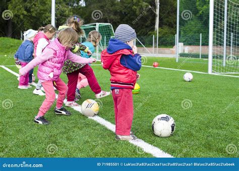 Kids Shooting On Football Station Editorial Photo Image Of Kick