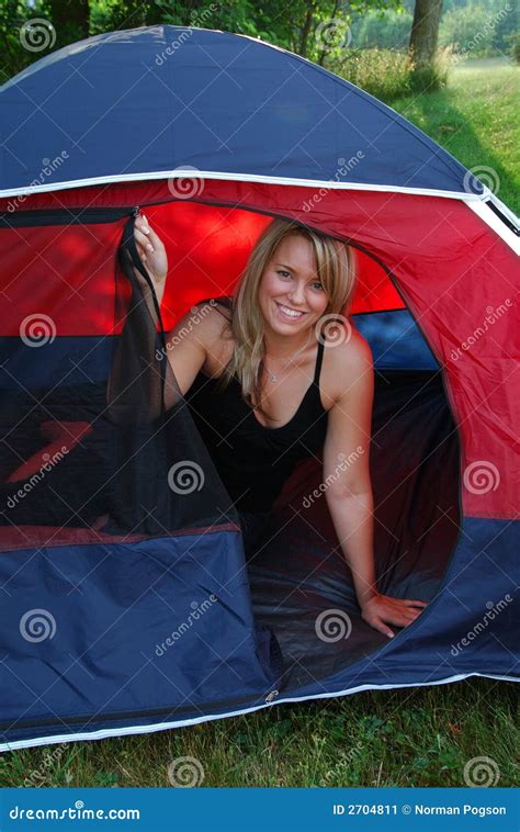 Woman In A Tent Stock Image Image 2704811