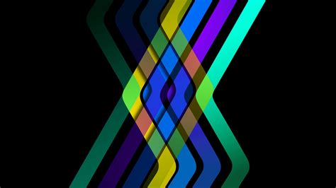 Colorful Geometry Lines Abstraction Black Background 4k 8k Hd Abstract