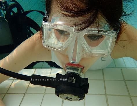 Scuba Girl Sport Girl Scuba Diving Underwater Swimming Diving
