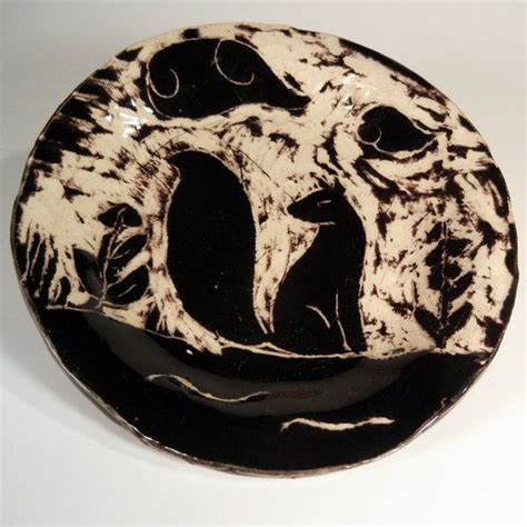 Sgraffito Fox Plate By Gryphonwyck On Etsy Unique Pottery Sgraffito
