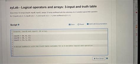Solved Zylab Logical Operators And Arrays 3 Input And
