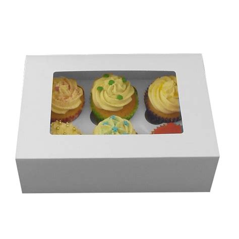 Packaging Pro White Plain Cupcakemuffin Box With Window Holds 6