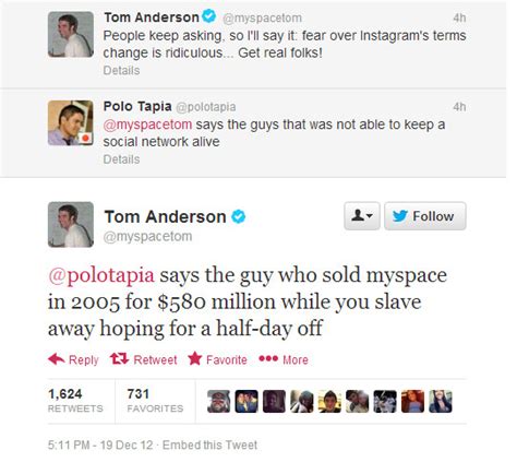 Need Some Ice For That Burn Myspace Tom Scorches Twitter User Neowin