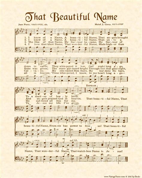 That Beautiful Name Christian Heritage Hymn Sheet Music Vintage