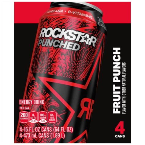Rockstar Punched Fruit Punch Flavor Energy Drink 4 Ct 16 Fl Oz Kroger