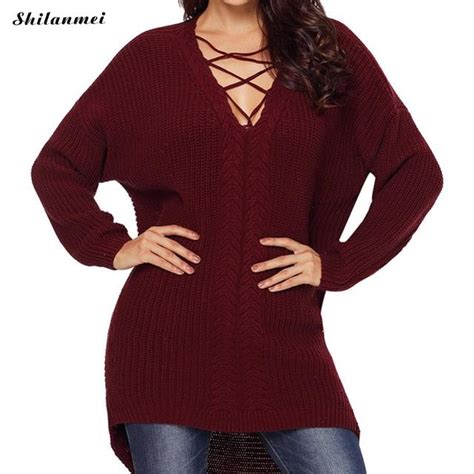 Buy New Short Front Long Back Knitted Sweater Casual V