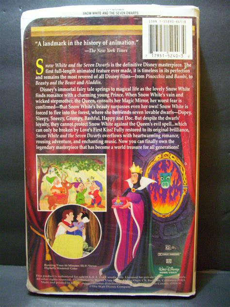 Sealed Snow White The Seven Dwarfs Vhs Walt Disney Masterpiece