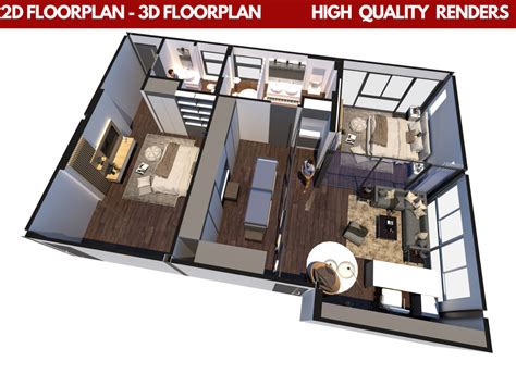 convert a 2d floorplan into 3d floorplan upwork