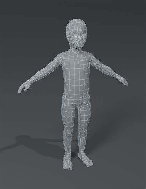 Modelo 3D da malha da base do corpo da criança menino criança Modelo 3D