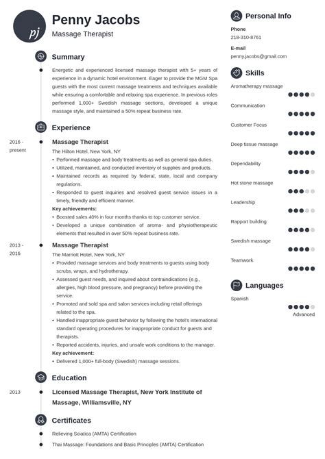 Massage Therapist Resume Sample Guide 20 Examples