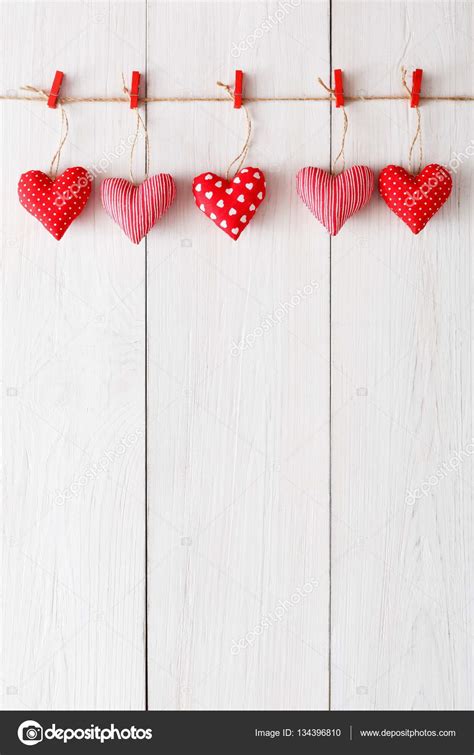 Valentine Day Background Pillow Hearts Border On Wood Copy Space