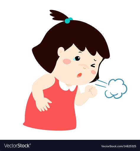 Little Girl Coughing Cartoon Royalty Free Vector Image
