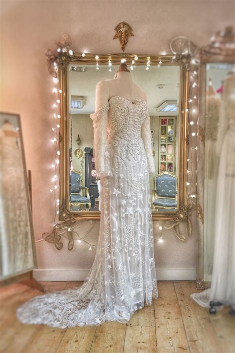 Moon And Stars Embroidered Wedding Dress In Beaded Tullejoanne Fleming