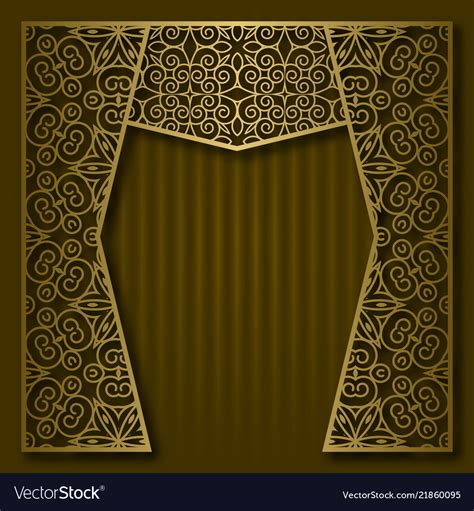 Background With Golden Patterned Arched Frame Vector Image