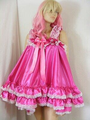 Sissy Adult Baby Dress Satin Babydoll Negligee Nightie Fancydress Lolita Ebay