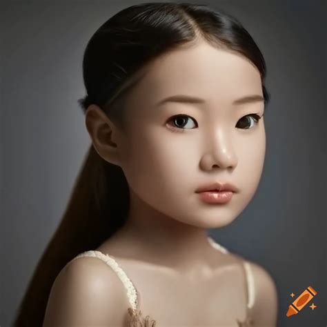 Beautiful Asian Looking Woman Portrait Real Life Super Detailed Enhanced Morphing Into American