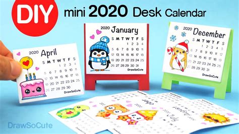 How To Make A 2020 Mini Desk Calendar With Stand Easy Diy Youtube