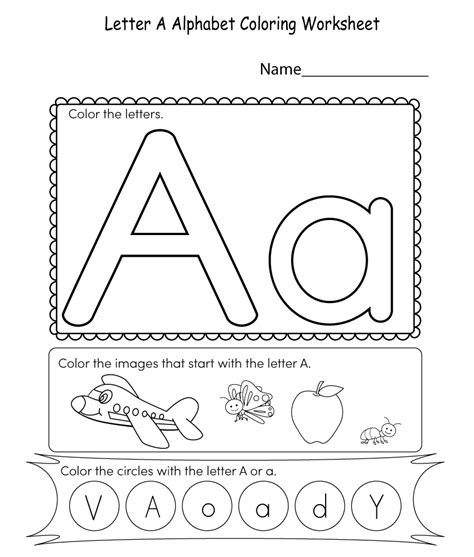 Free Printable Letter A Coloring Worksheet For Kindergarten Printable