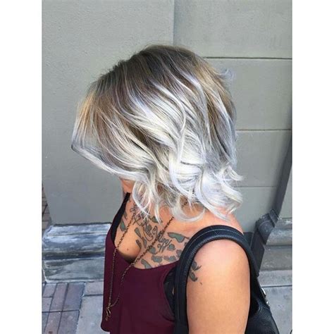Some layers on this amazing rounded short bob balayage work so well with the silver on black hair. Pin by Laura Beach on Silver blond hair | Short hair ...