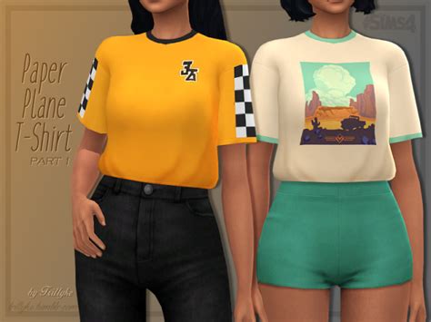 Trillyke Paper Plane T Shirt Part 1 Tucked In Sims 4 Maxis Match Cc