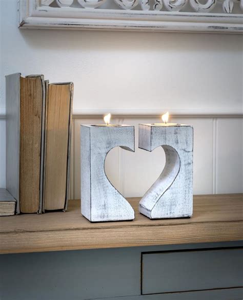 Retreat Heart Cut Out Candle Set Nellies Wooden Workshop