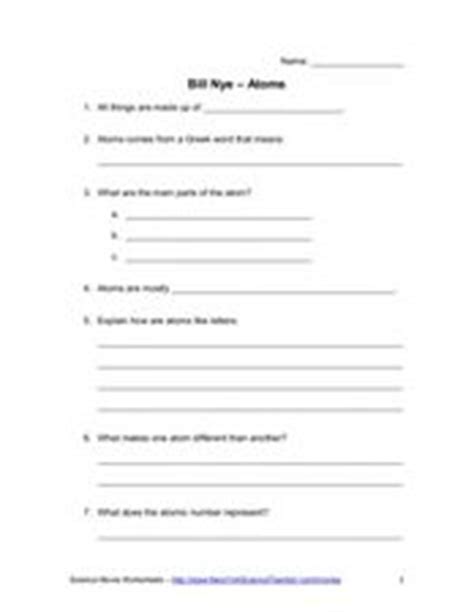 Start filling in the fillable pdf in 2 seconds. Bill Nye: Atoms 5th - 6th Grade Worksheet | Lesson Planet