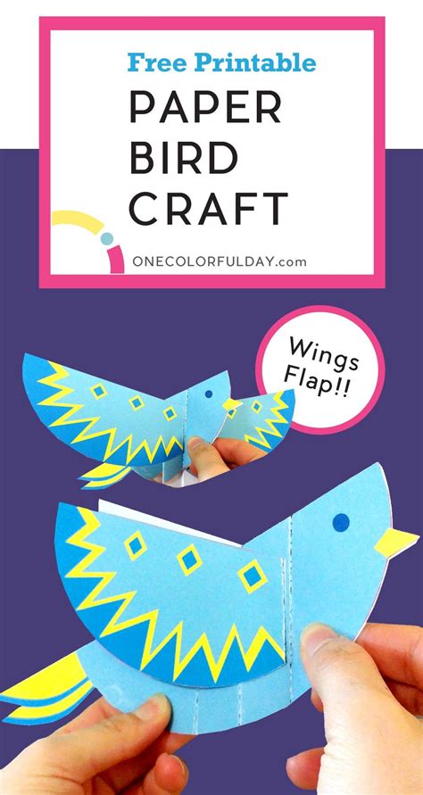 Free Printable Flapping Bird Craft Onecolorfulday Bird Crafts Free