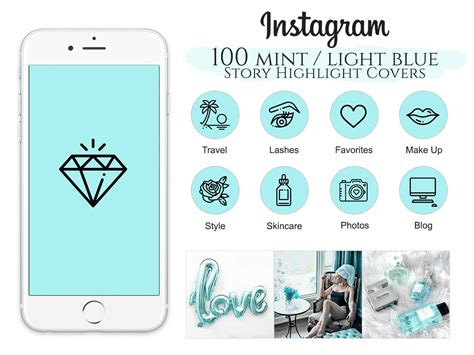 Mint Minimal Instagram Highlight Covers, Highlight Icons, Instagram story, highlight icon covers ...