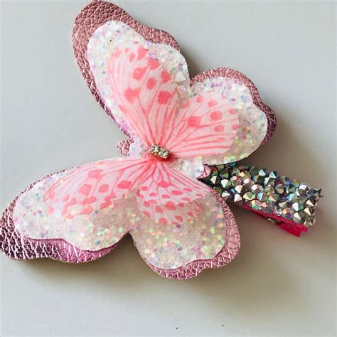 Butterfly Hair Clip Pink Butterfly Barrette Monarch Hair Pin Etsy