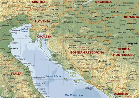 Croazia Carta Geografica Mappa Della Croazia