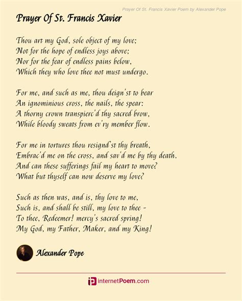 Prayer Of St Francis Xavier Poem By Alexander Pope