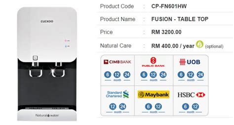 Pay in advance or pay upon delivery. Cuckoo FUSION TOP Water Purifier