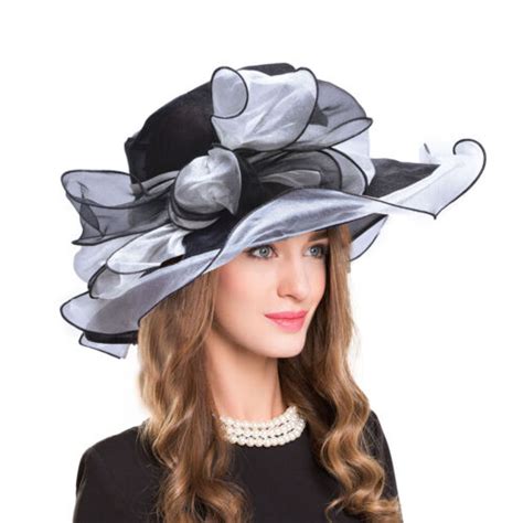 Formal Dress Organza Womens Kentucky Derby Oaks Hat Wide Brim Church Party A206 Ebay