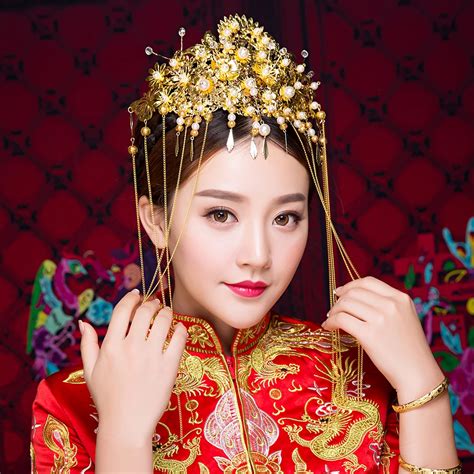 Luxury Phoenix Tiara Headband Gold Color Chinese Style Classic