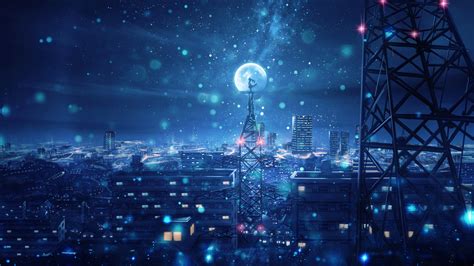 Tons of awesome sky and moon wallpapers to download for free. Download 3840x2160 Anime City, Night, Moon, Stars, Sky ...