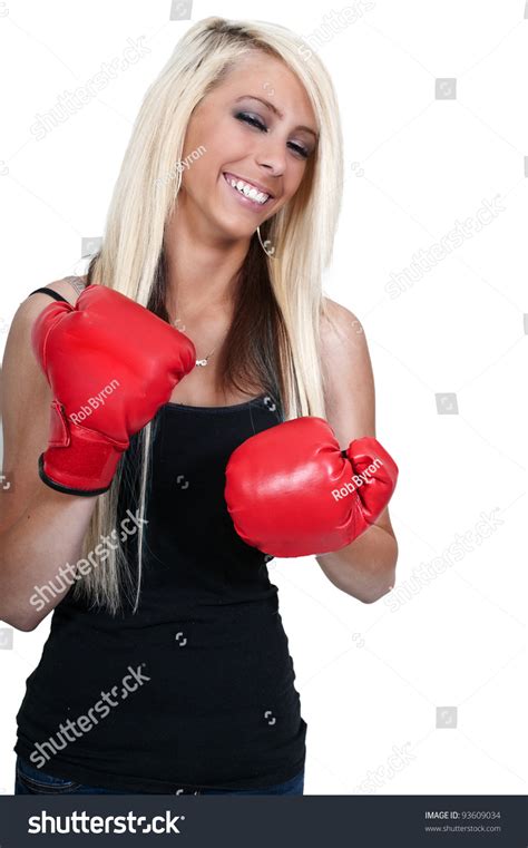 Beautiful Young Woman Wearing Pair Boxing Stock Photo 93609034