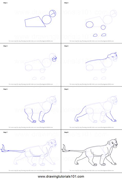 Standard printable step by step. How to Draw Sarabi from The Lion King printable step by ...