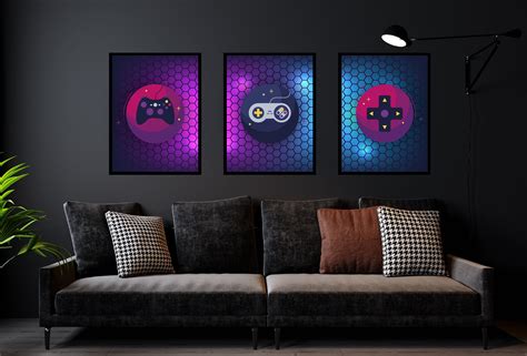 set of 3 gaming posters gaming print video game decor video game poster game room wall art