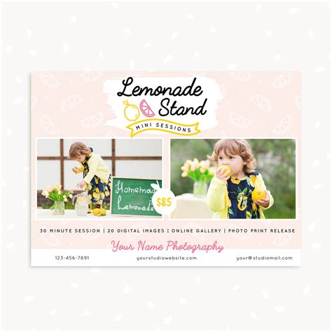 Lemonade Stand Mini Session Template 7″ X 5″ Strawberry Kit