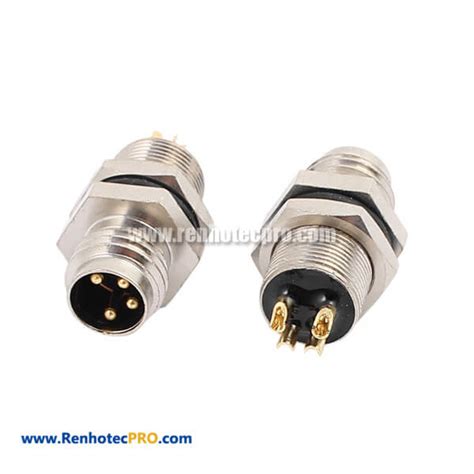 M8 4 Pin Straight Male Socket Receptacle Panel Mount