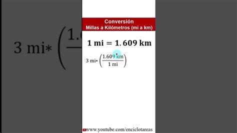 Conversión De Millas A Kilómetros Mi A Km Youtube