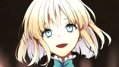 Fate Series Sajou Manaka Blonde Short Hair Blue Eyes Smiling