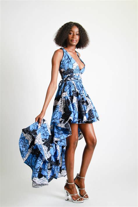 ankara print blue sleeveless dress etsy