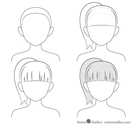 You will learn to draw female anime face. How To Draw An Anime Ponytail How To Draw Anime Chibi 1 in 2020 | Manga hair, How to draw anime ...