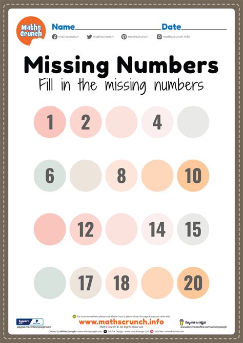 Worksheet For Missing Numbers