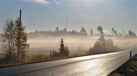 Download 1920x1080 Hd Wallpaper Highway Finland Fog Forest Desktop