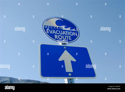 Tsunami Warning Sign Marker Danger Evacuation Route Display Safety