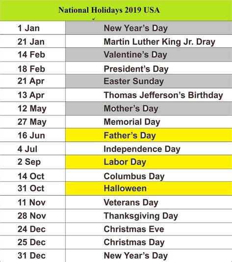 Public Holidays 2019 For Usa Craft Ideas School Holiday Calendar