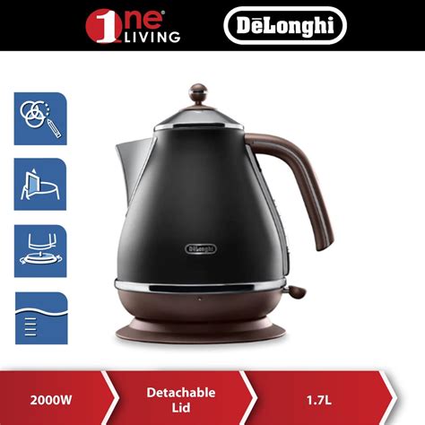 Delonghi 17l Icona Vintage Electric Kettle Kbov2001 Kbov2001bk Black